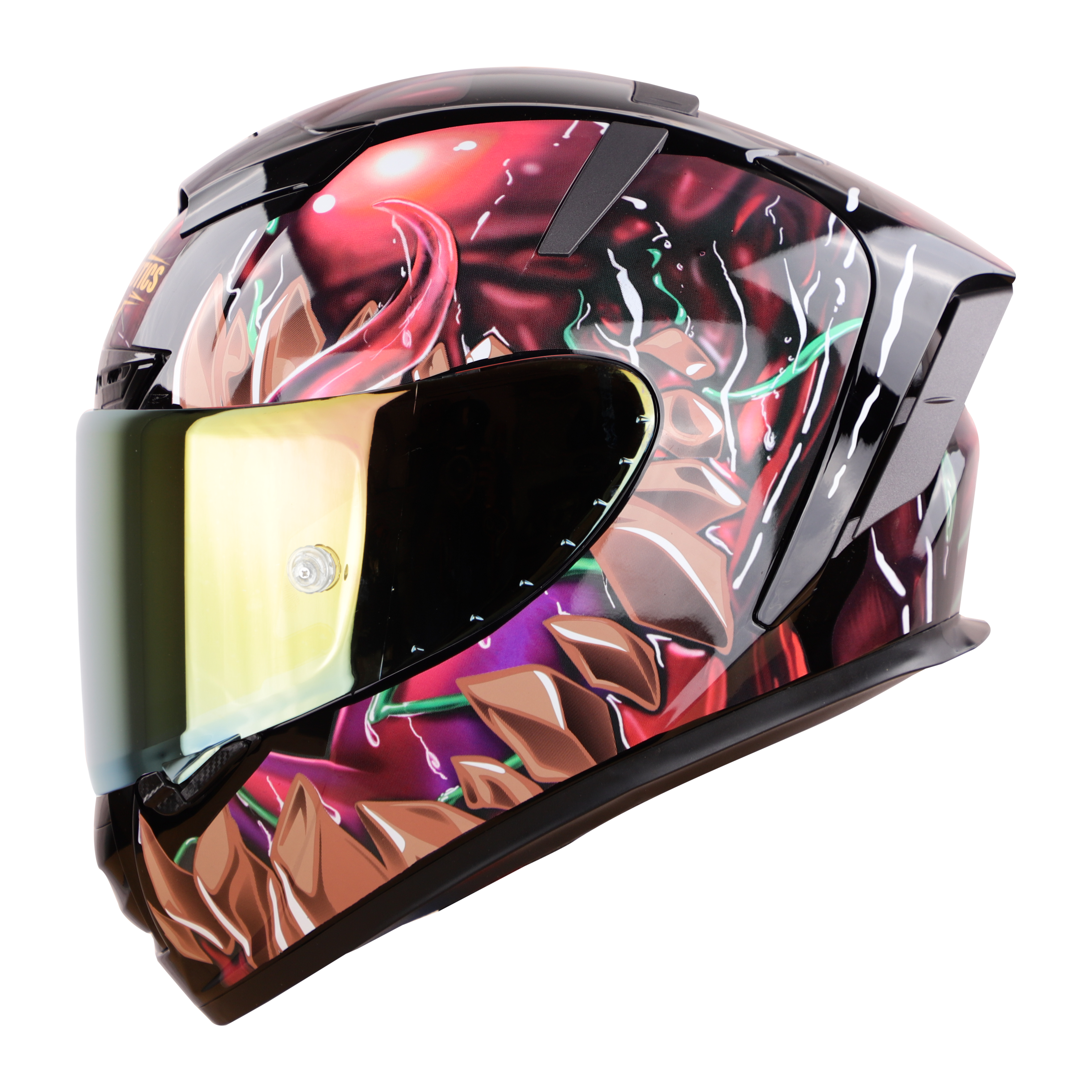 SA-2 FANTASY GLOSSY BLACK WITH COPPER (FITTED WITH CLEAR VISOR EXTRA GOLD CHROME VISOR FREE & WITH ANTI-FOG SHIELD HOLDER)