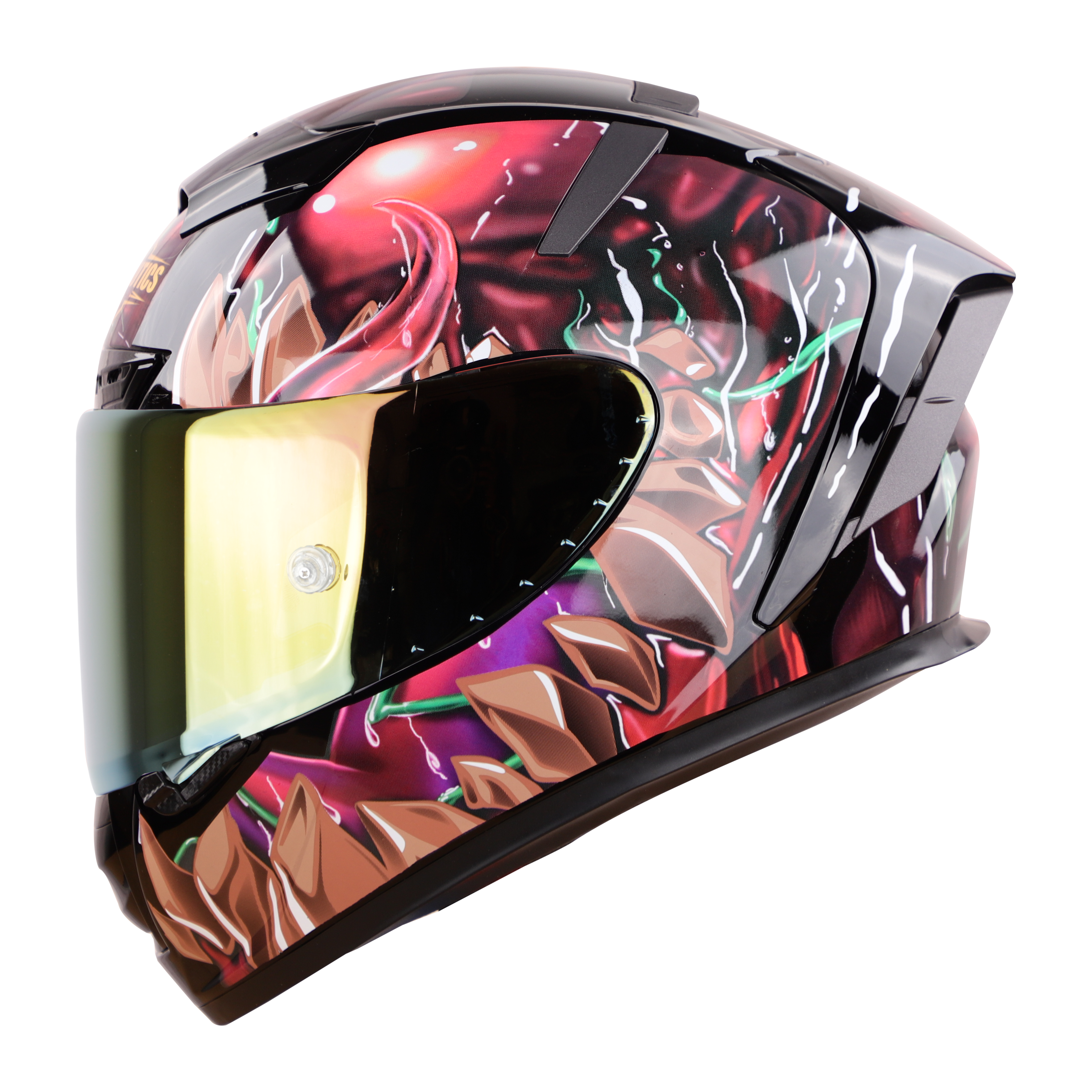 SA-2 FANTASY MAT BLACK WITH COPPER (FITTED WITH CLEAR VISOR EXTRA GOLD CHROME VISOR FREE & WITH ANTI-FOG SHIELD HOLDER)