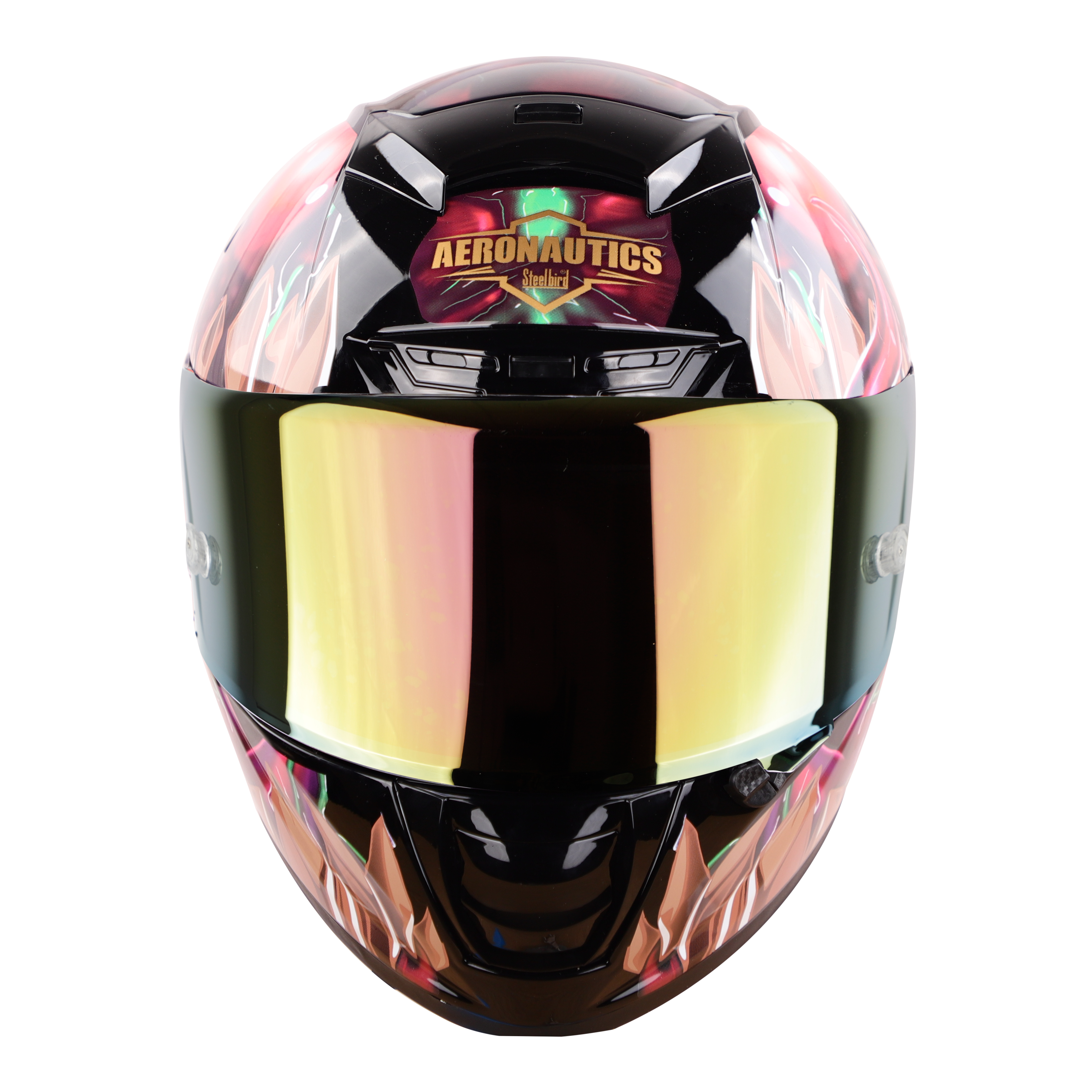 SA-2 FANTASY GLOSSY BLACK WITH COPPER (FITTED WITH CLEAR VISOR EXTRA GOLD CHROME VISOR FREE & WITH ANTI-FOG SHIELD HOLDER)