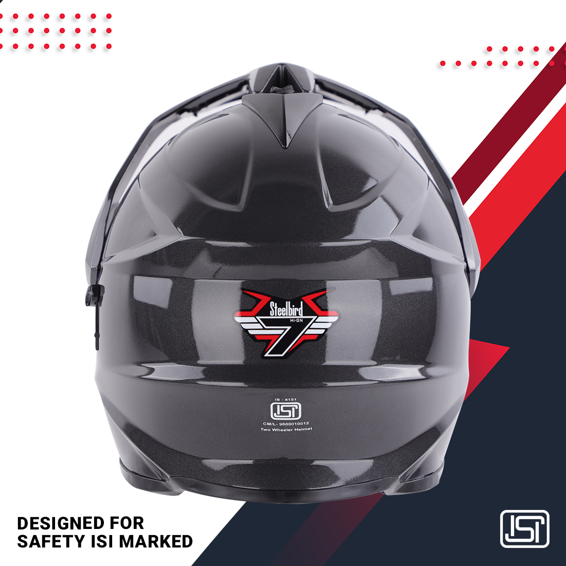 Steelbird Off Road GT ISI Certified Motocross Helmet For Men With Inner Sun Shield (Glossy Axis Grey With Clear Visor)