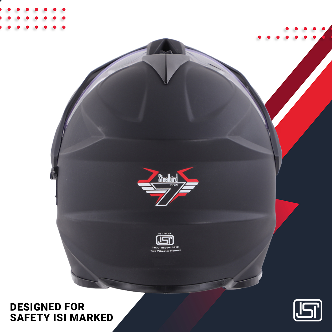 Steelbird Off Road GT ISI Certified Motocross Helmet For Men With Inner Sun Shield (Matt Black With Clear Visor)