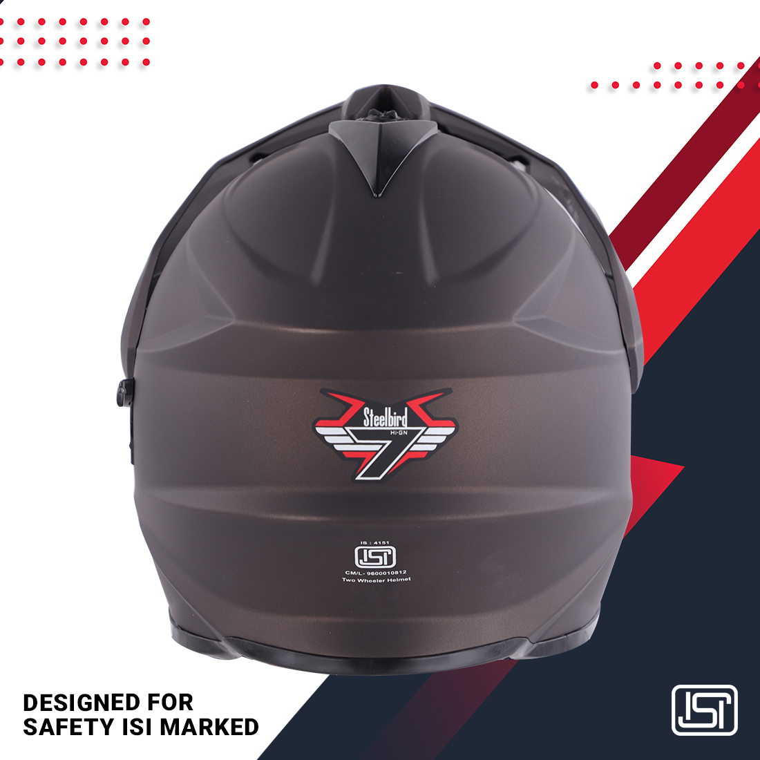 Steelbird Off Road GT ISI Certified Motocross Helmet For Men With Inner Sun Shield (Matt Royal Brown With Clear Visor)
