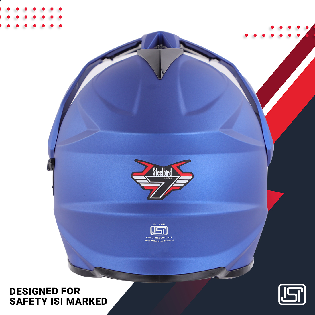 Steelbird Off Road GT ISI Certified Motocross Helmet For Men With Inner Sun Shield (Matt Y.Blue With Clear Visor)