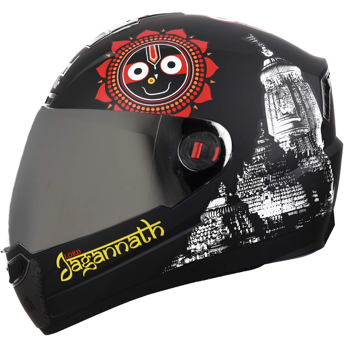 Steelbird SBA-1 Jagannath Full Face Helmet In Matt Finish (Matt Black White With Chrome Silver Visor)