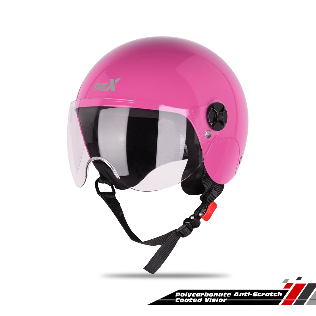 Steelbird SBH-16 Dex ISI Certified Open Face Helmet (Glossy Pink With Clear Visor)