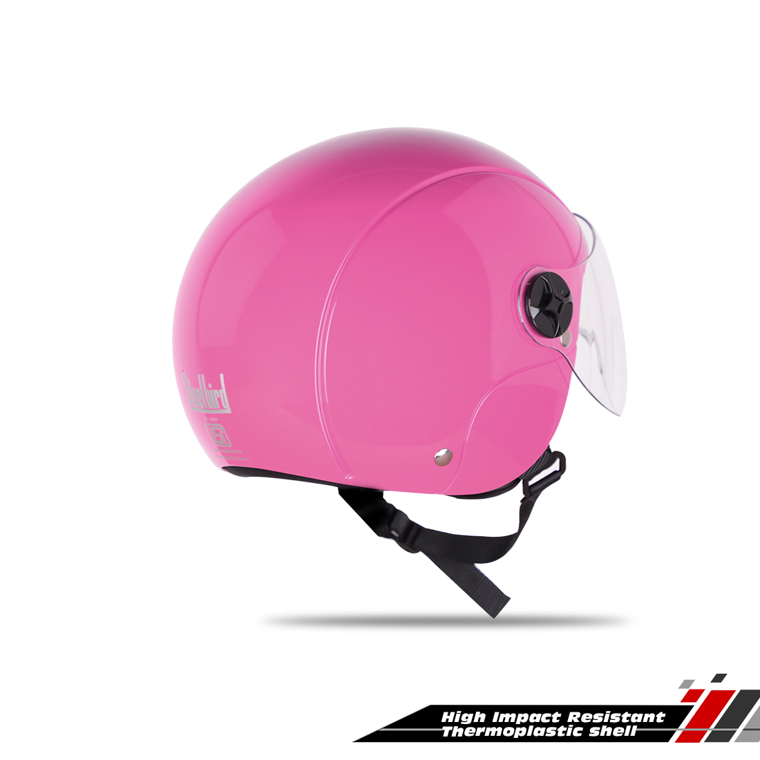 Steelbird SBH-16 Dex ISI Certified Open Face Helmet (Glossy Pink With Clear Visor)