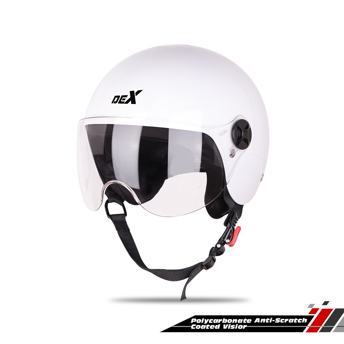 Steelbird SBH-16 Dex ISI Certified Open Face Helmet (Glossy White With Clear Visor)