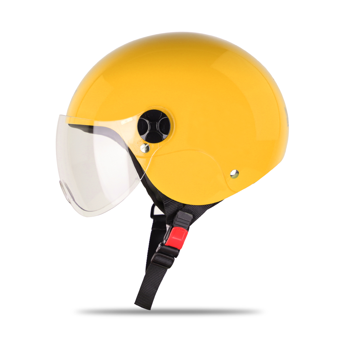 Steelbird SBH-16 Dex ISI Certified Open Face Helmet (Glossy Yellow With Clear Visor)