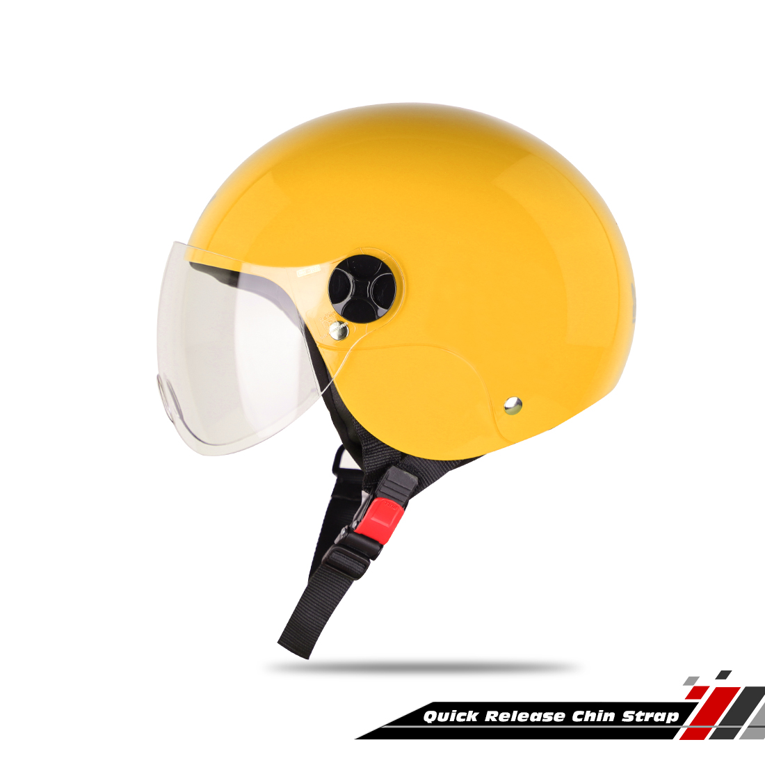 Steelbird SBH-16 Dex ISI Certified Open Face Helmet (Glossy Yellow With Clear Visor)