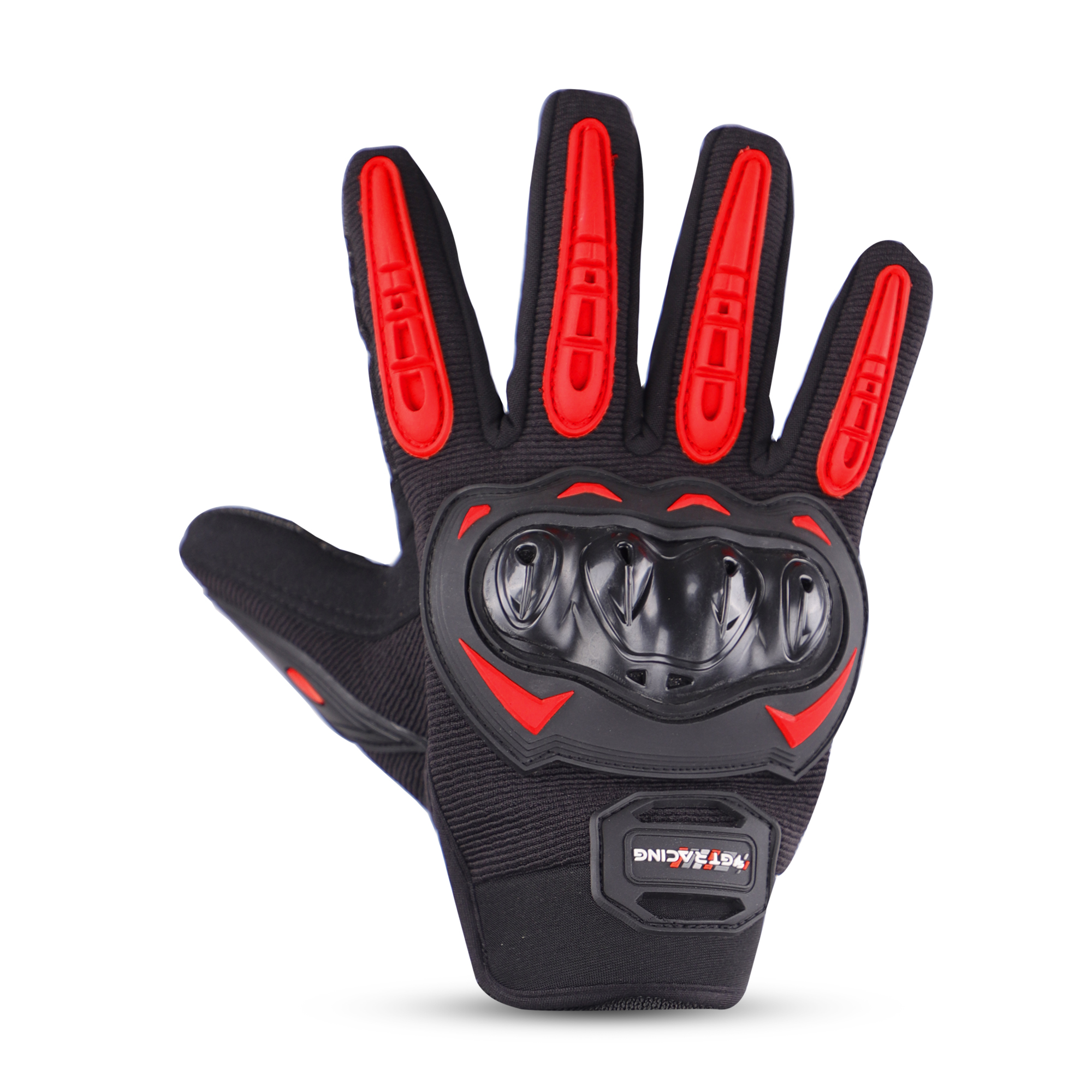 Steelbird GT-17 Full Finger Bike Riding Gloves with Touch Screen Sensitivity at Thumb and Index Finger, Protective Off-Road Motorbike Racing (Red)