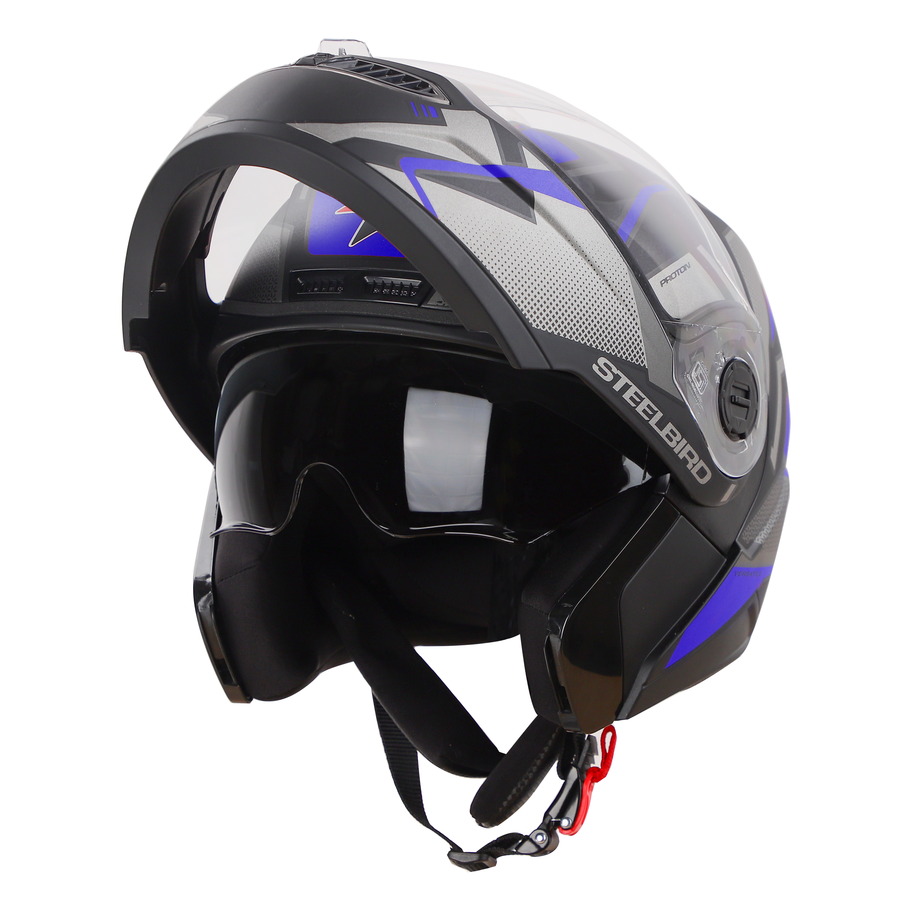 SBA-7 VERSATILE GLOSSY BLACK WITH BLUE (WITH INNER SUN SHIELD)