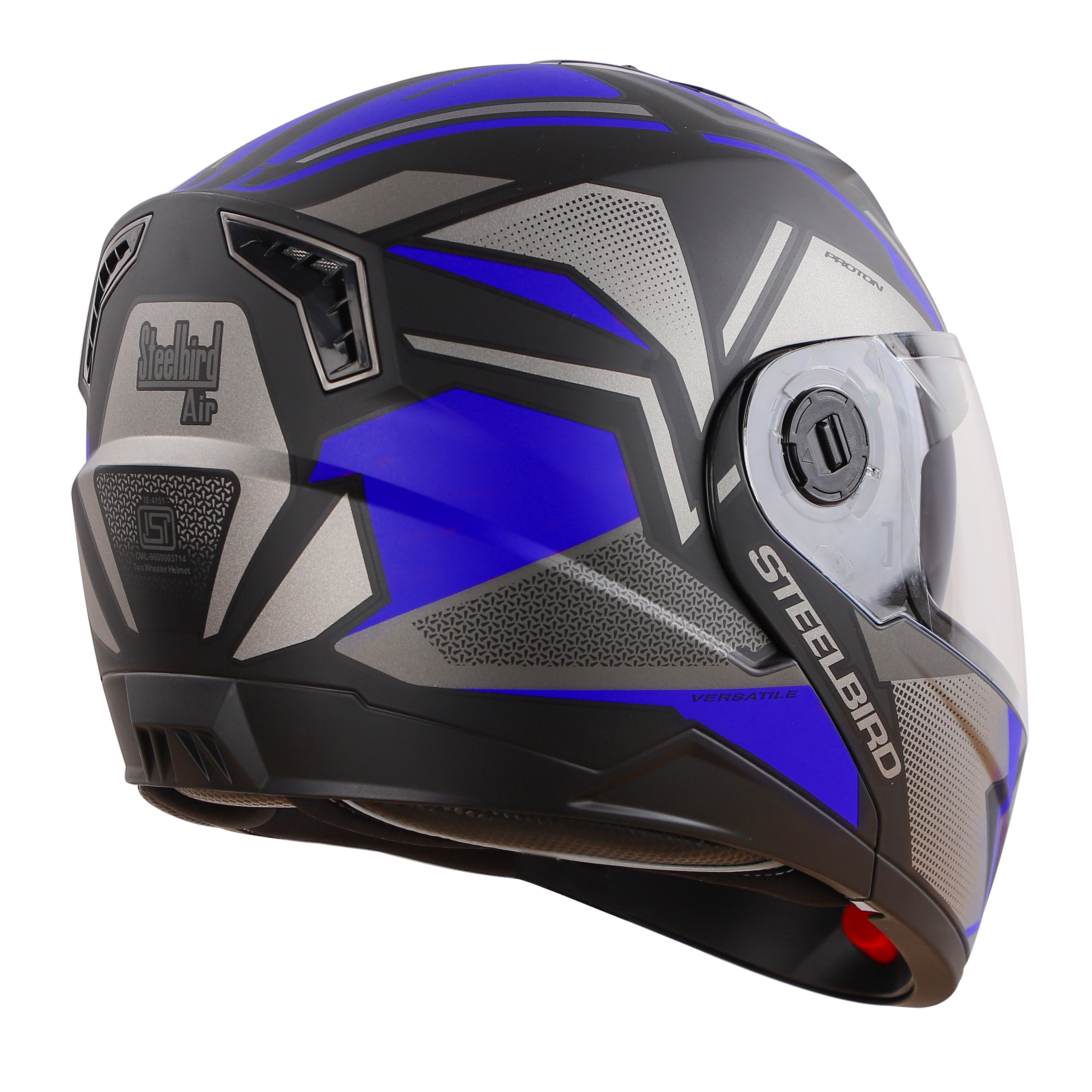 SBA-7 VERSATILE GLOSSY BLACK WITH BLUE (WITH INNER SUN SHIELD)
