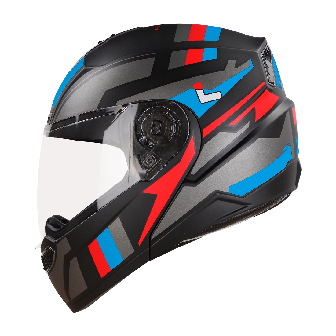 Steelbird SBA-7 Beyond Limit ISI Certified Flip-Up Helmet for Men and Women (Matt Black Blue with Clear Visor)