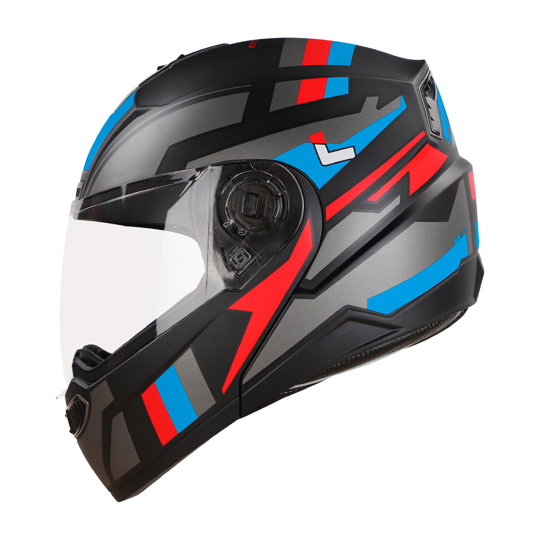 Steelbird SBA-7 Beyond Limit ISI Certified Flip-Up Helmet For Men And Women (Matt Black Blue With Clear Visor)