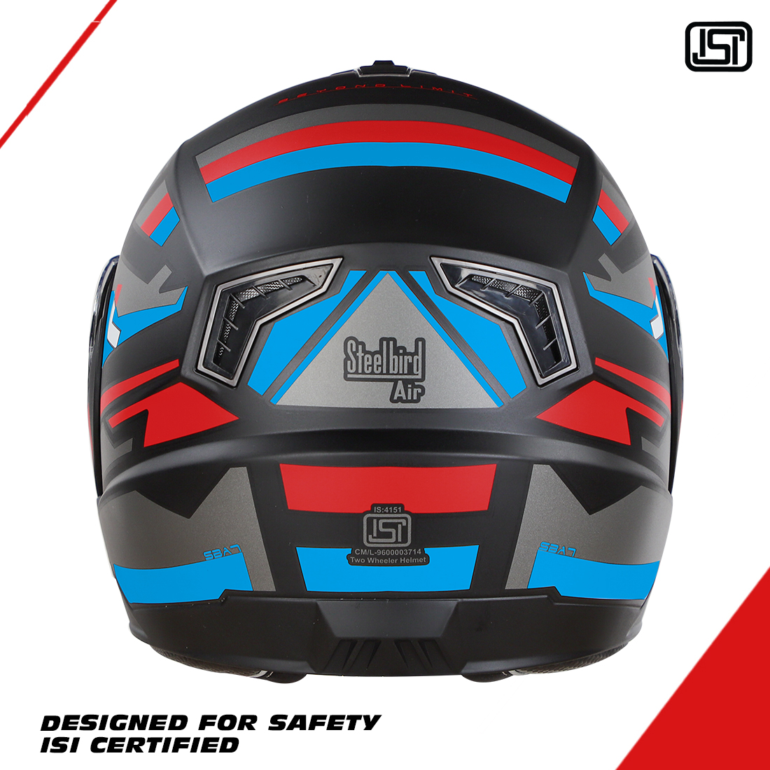 Steelbird SBA-7 Beyond Limit ISI Certified Flip-Up Helmet For Men And Women (Glossy Black Blue With Clear Visor)