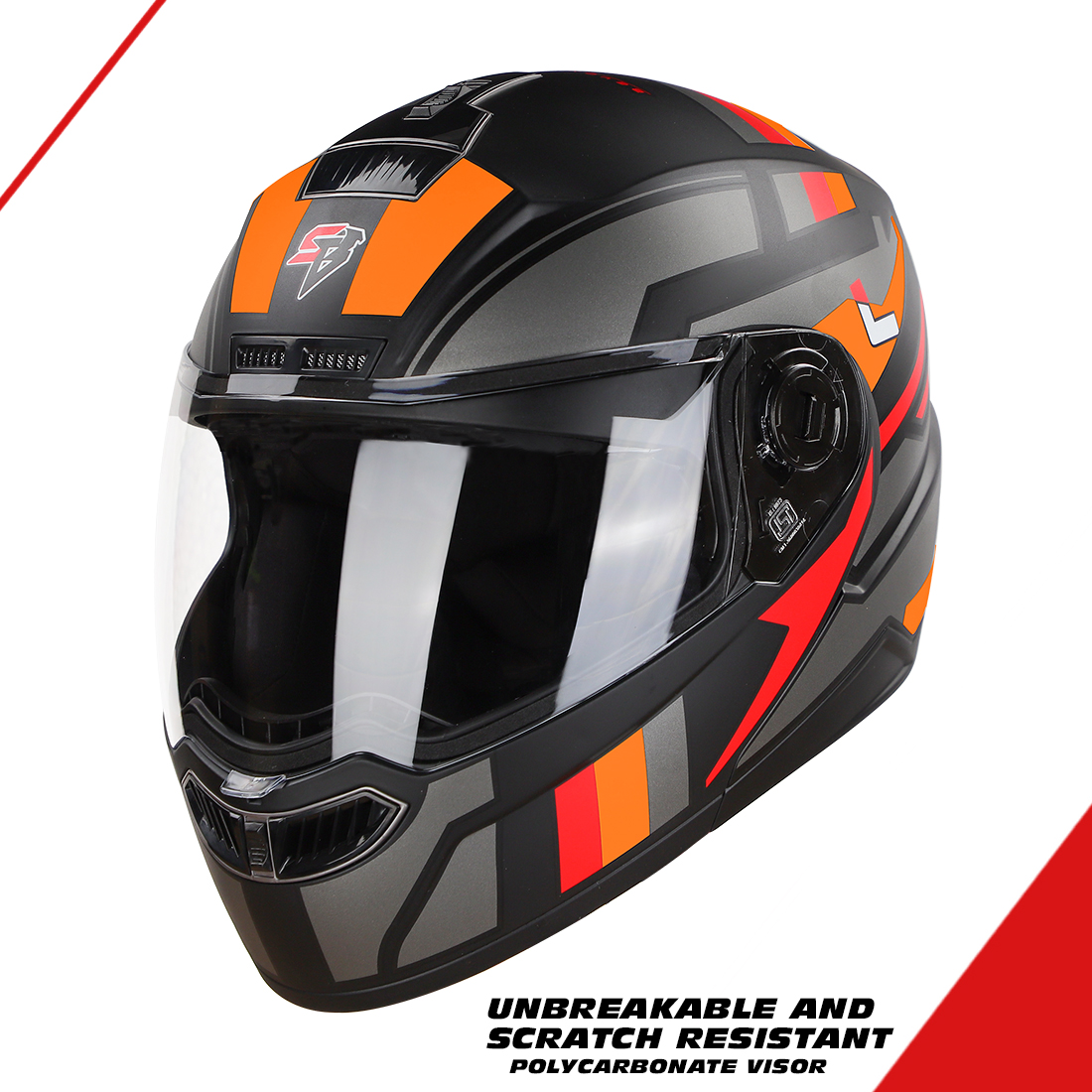 Steelbird SBA-7 Beyond Limit ISI Certified Flip-Up Helmet For Men And Women (Glossy Black Orange With Clear Visor)