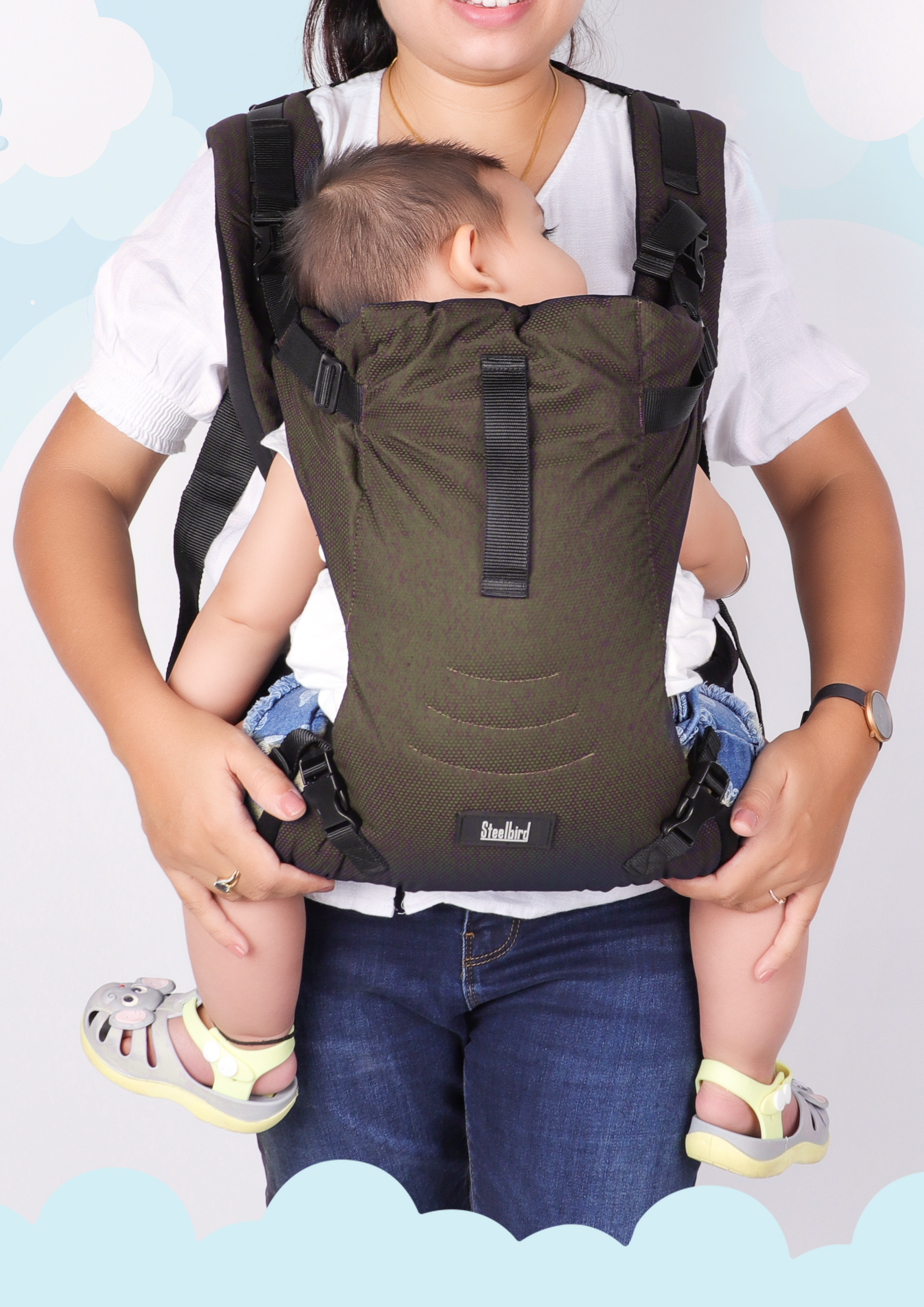 2 IN 1 EASY TO WEAR BABY CARRIER - BROWN