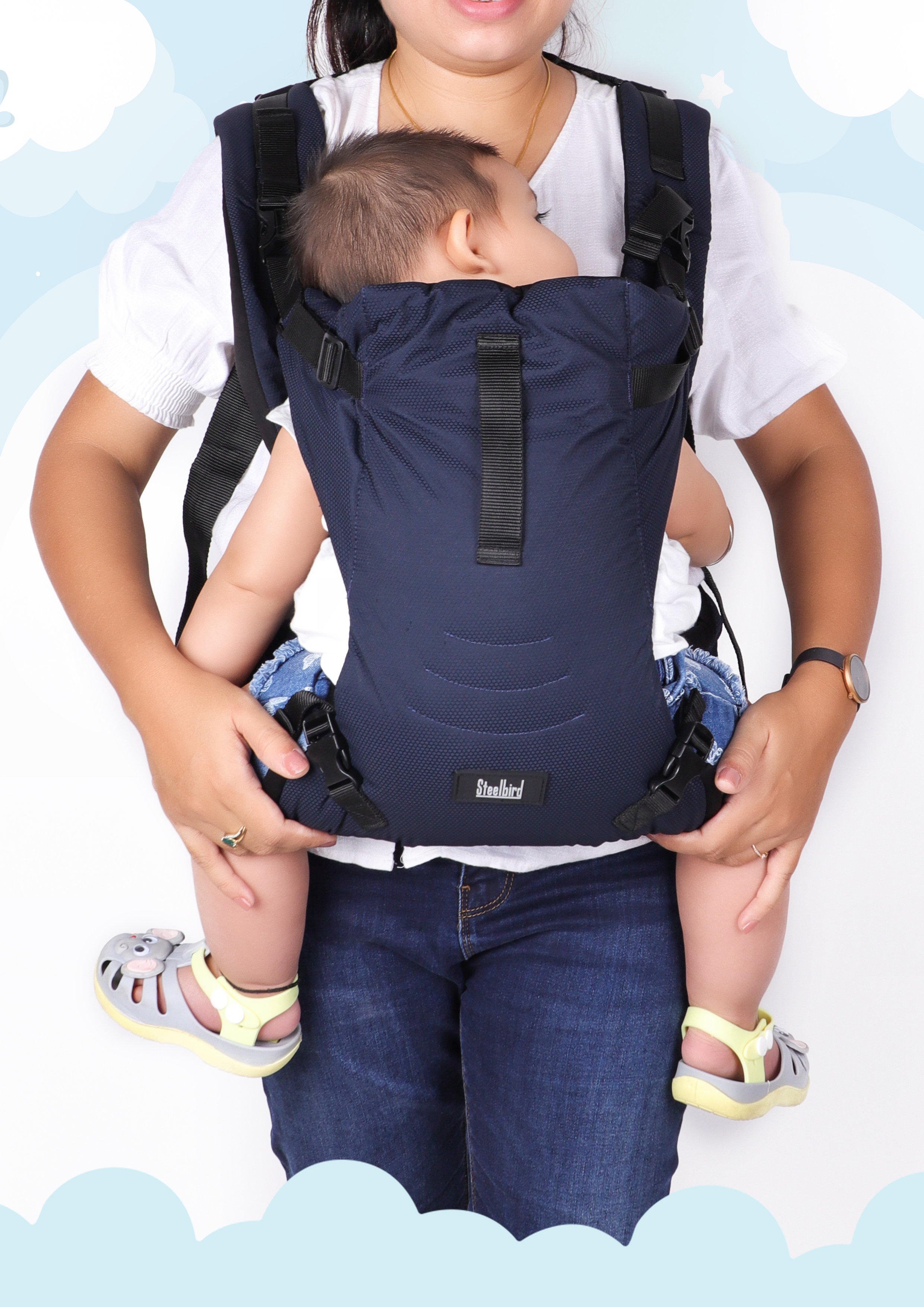 2 IN 1 EASY TO WEAR BABY CARRIER - NAVY BLUE