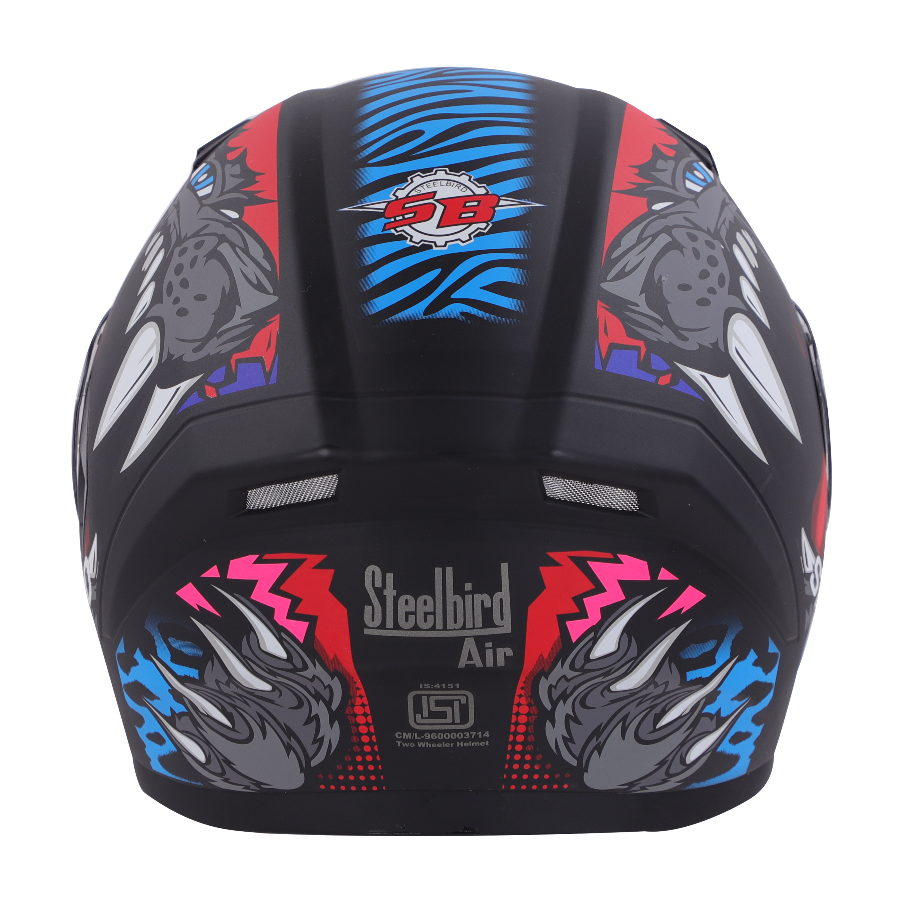 SBA-21 PANTHA GLOSSY BLACK WITH RED/BLUE (WITH LONG CHEEK PAD INTERIOR)