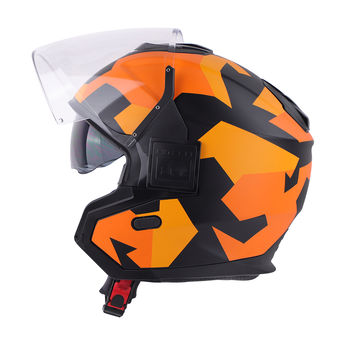 Steelbird Blauer Solo Camo ISI/DOT Certified Open Face Helmet With Inner Sun Shield (Matt Black Orange)