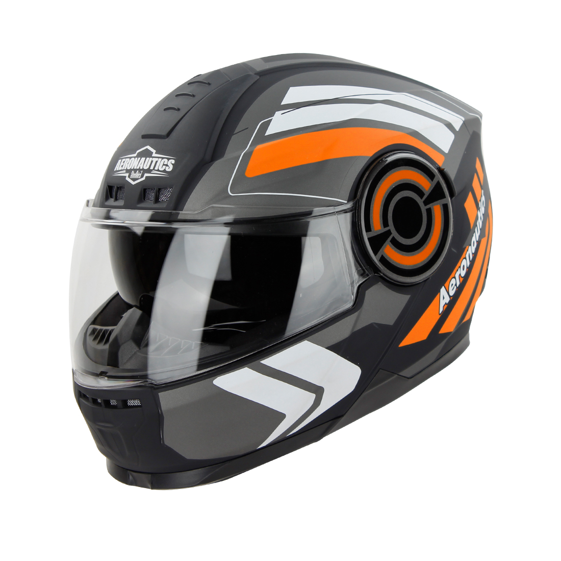 Steelbird SBH-40 Vanguard ISI Certified Full Face Graphic Helmet for Men and Women with Inner Sun Shield (Matt Black Orange)