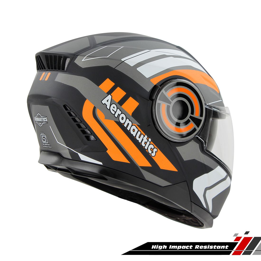 Steelbird SBH-40 Vanguard ISI Certified Full Face Graphic Helmet For Men And Women With Inner Sun Shield (Matt Black Orange)