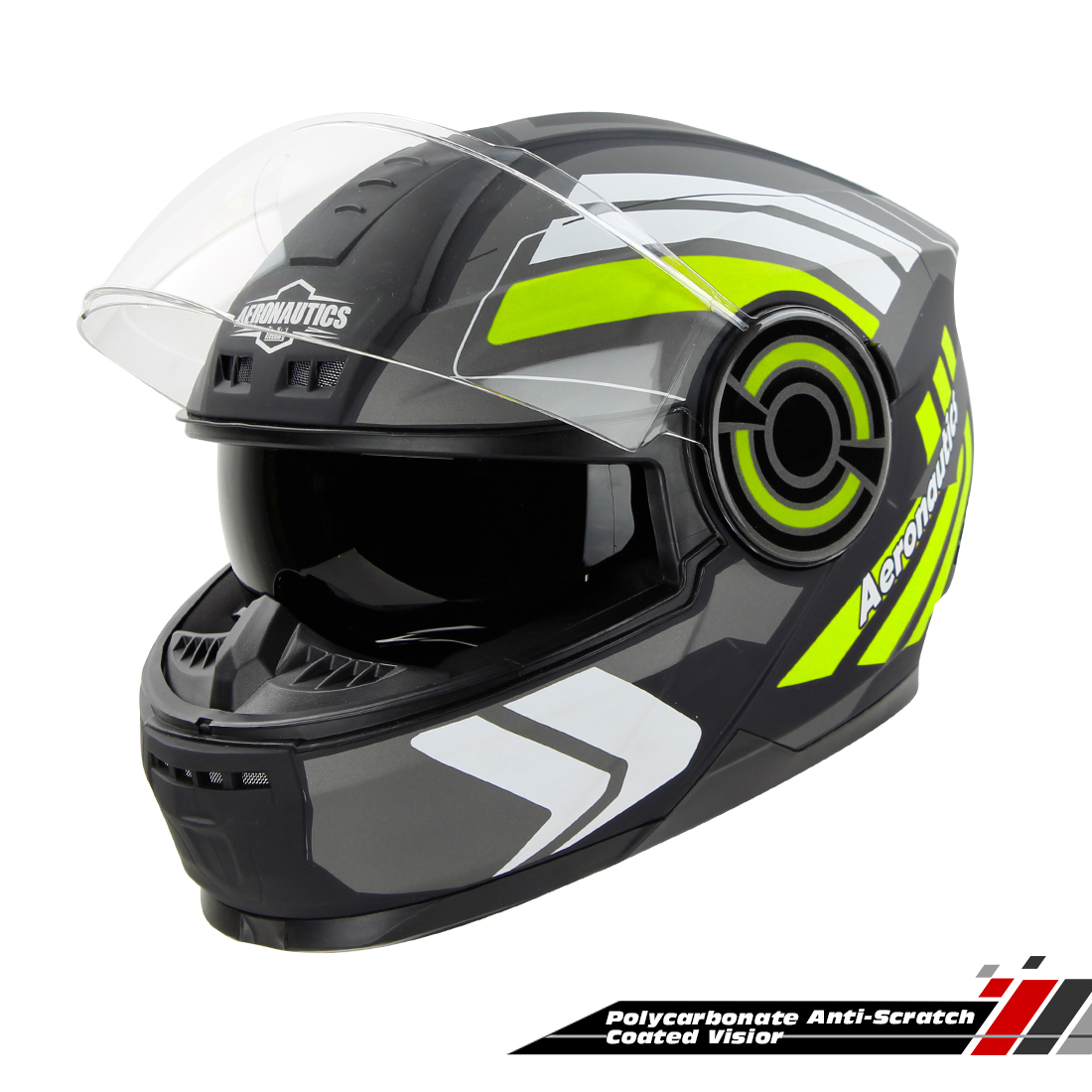 Steelbird SBH-40 Vanguard ISI Certified Full Face Graphic Helmet For Men And Women With Inner Sun Shield (Matt Black Neon)