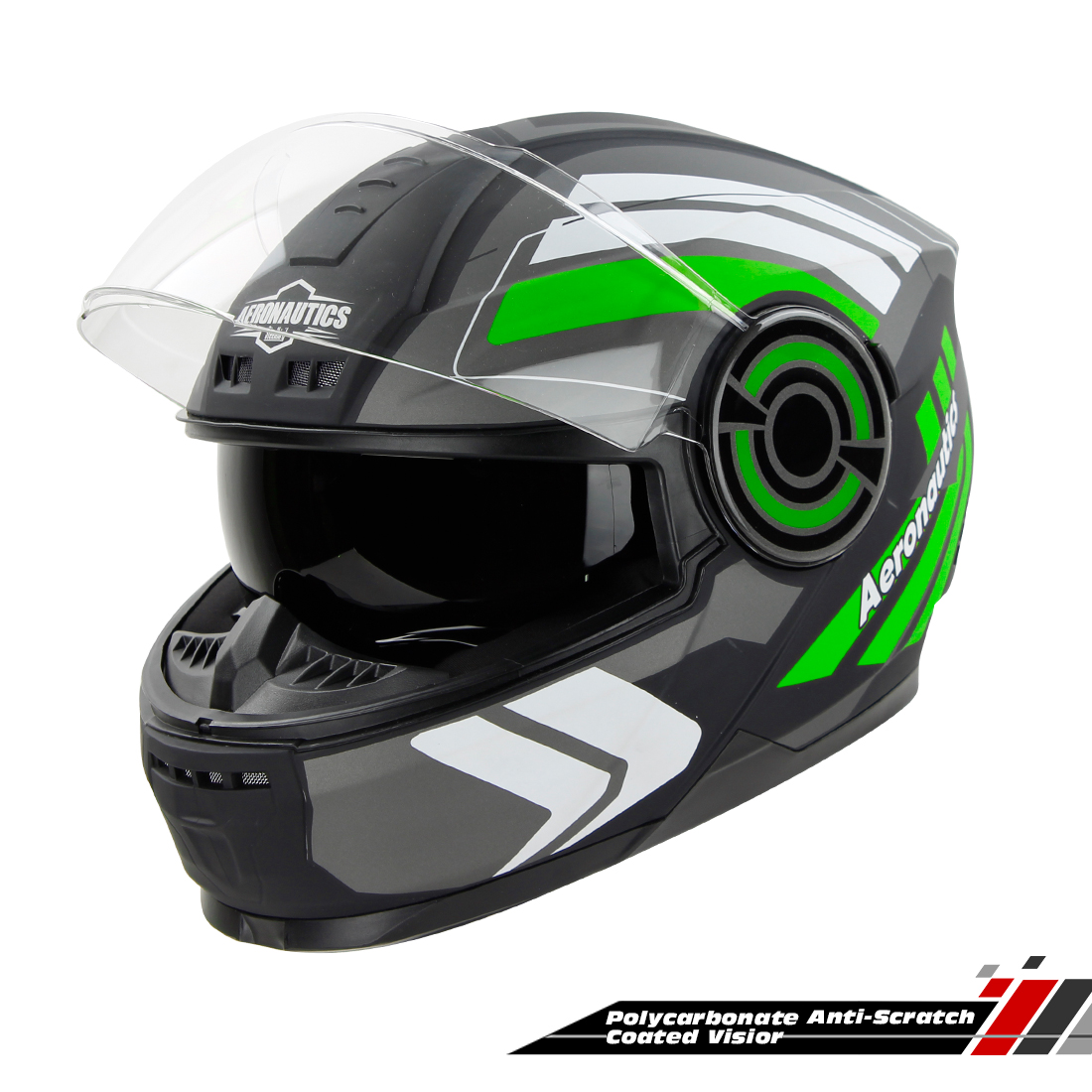 Steelbird SBH-40 Vanguard ISI Certified Full Face Graphic Helmet For Men And Women With Inner Sun Shield (Matt Black Green)
