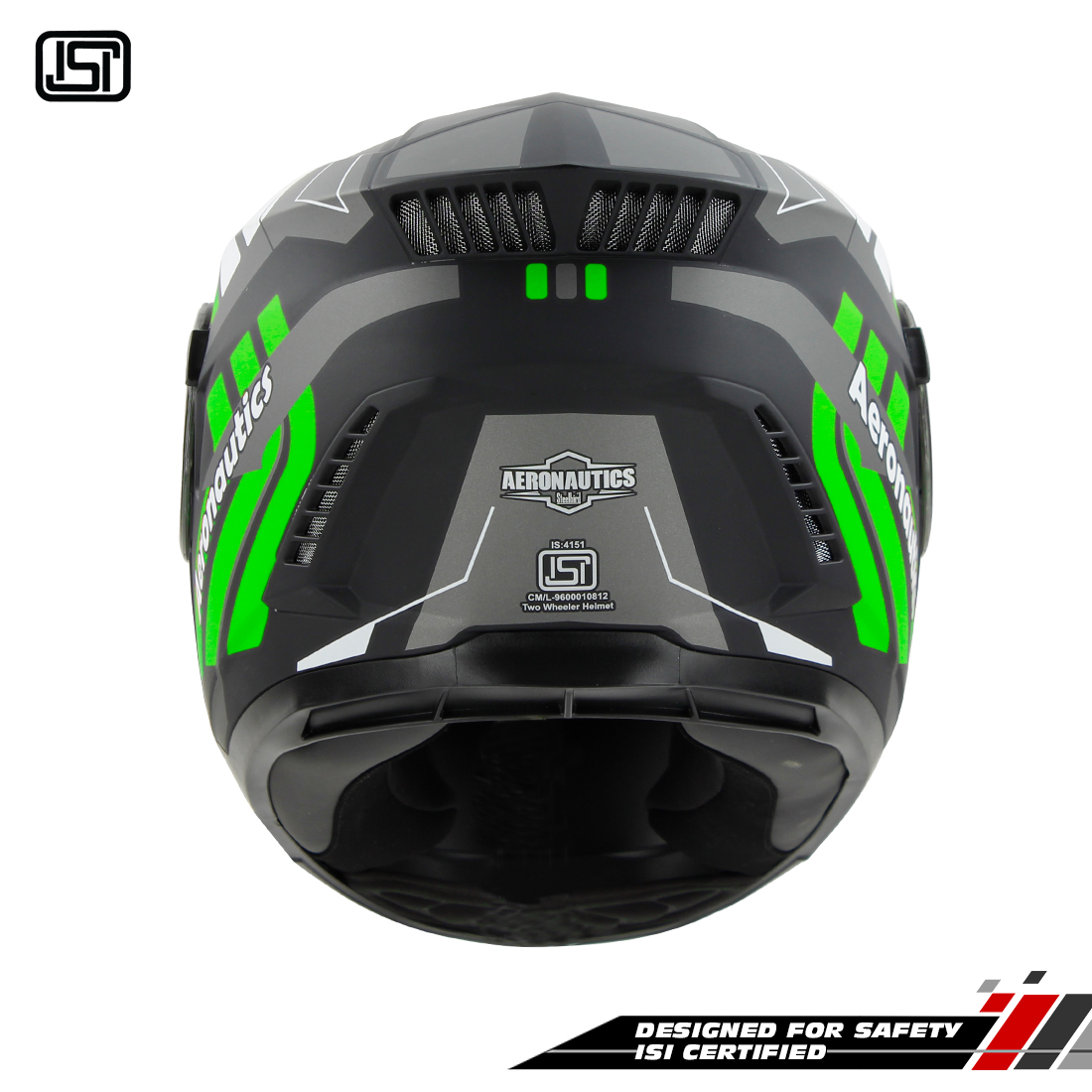 Steelbird SBH-40 Vanguard ISI Certified Full Face Graphic Helmet For Men And Women With Inner Sun Shield (Matt Black Green)