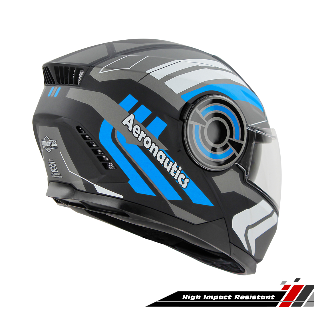 Steelbird SBH-40 Vanguard ISI Certified Full Face Graphic Helmet For Men And Women With Inner Sun Shield (Matt Black Blue)