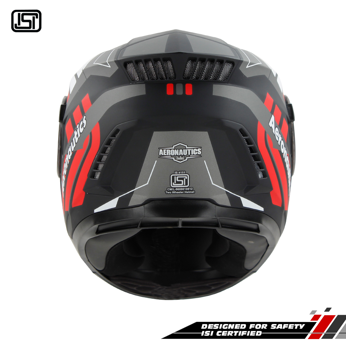 Steelbird SBH-40 Vanguard ISI Certified Full Face Graphic Helmet For Men And Women With Inner Sun Shield (Glossy Black Red)
