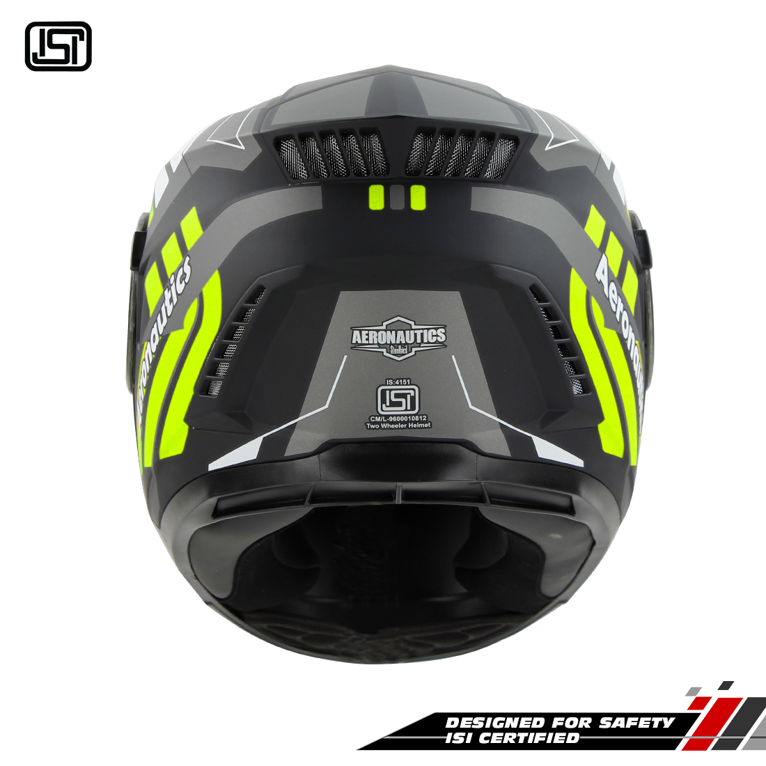 Steelbird SBH-40 Vanguard ISI Certified Full Face Graphic Helmet For Men And Women With Inner Sun Shield (Glossy Black Neon)