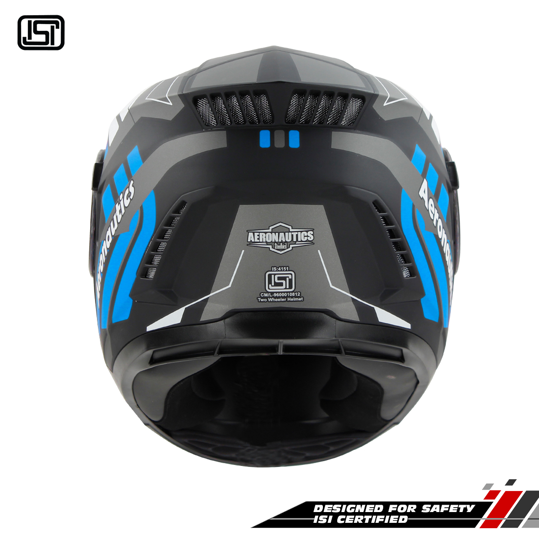 Steelbird SBH-40 Vanguard ISI Certified Full Face Graphic Helmet For Men And Women With Inner Sun Shield (Glossy Black Blue)