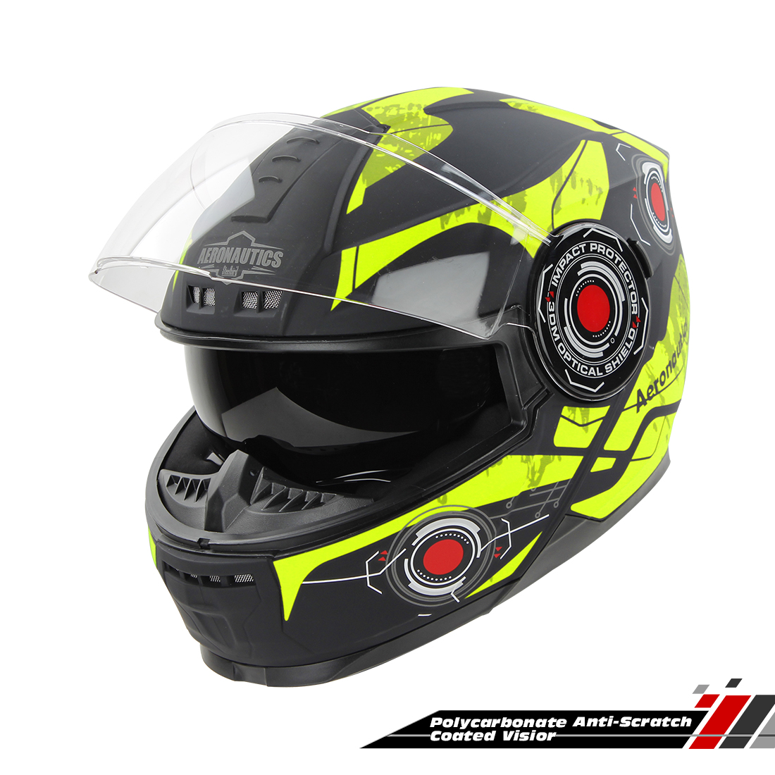 Steelbird SBH-40 Cyber ISI Certified Full Face Graphic Helmet For Men And Women With Inner Sun Shield (Matt Black Neon)