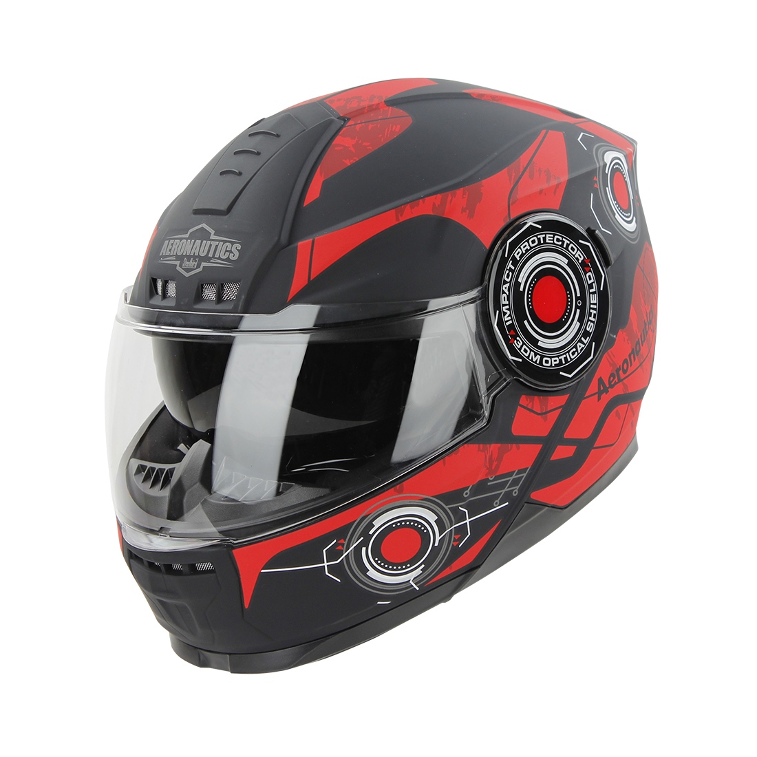 Steelbird SBH-40 Cyber ISI Certified Full Face Graphic Helmet For Men And Women With Inner Sun Shield (Matt Black Red)