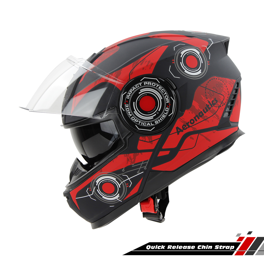 Steelbird SBH-40 Cyber ISI Certified Full Face Graphic Helmet For Men And Women With Inner Sun Shield (Matt Black Red)