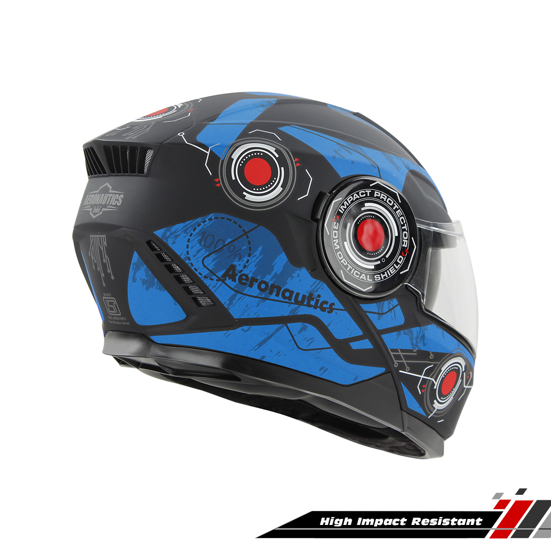 Steelbird SBH-40 Cyber ISI Certified Full Face Graphic Helmet For Men And Women With Inner Sun Shield (Glossy Black Blue)
