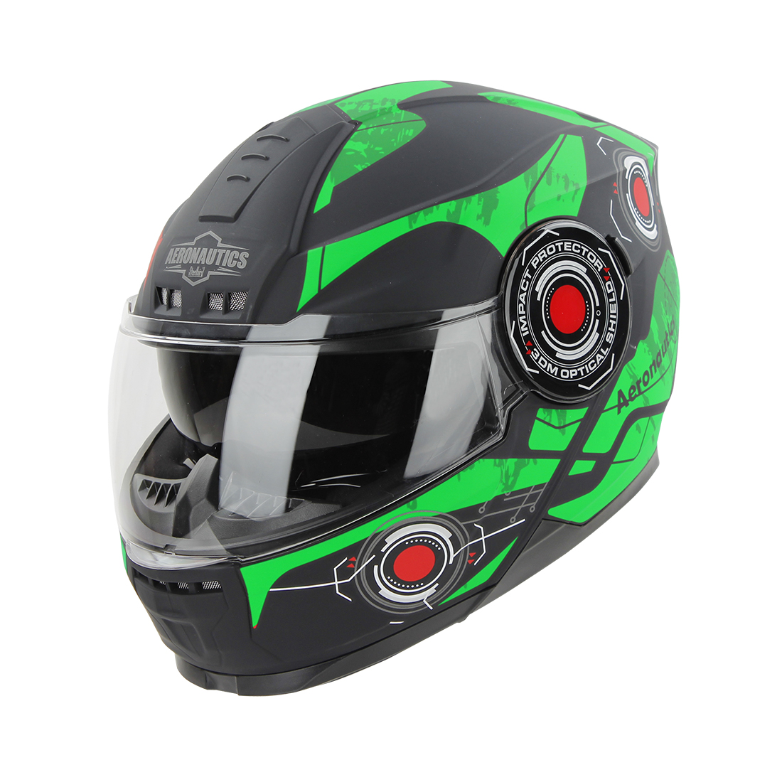 Steelbird SBH-40 Cyber ISI Certified Full Face Graphic Helmet for Men and Women with Inner Sun Shield (Glossy Black Green)