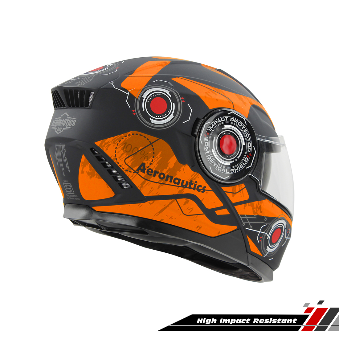 Steelbird SBH-40 Cyber ISI Certified Full Face Graphic Helmet For Men And Women With Inner Sun Shield (Glossy Black Orange)