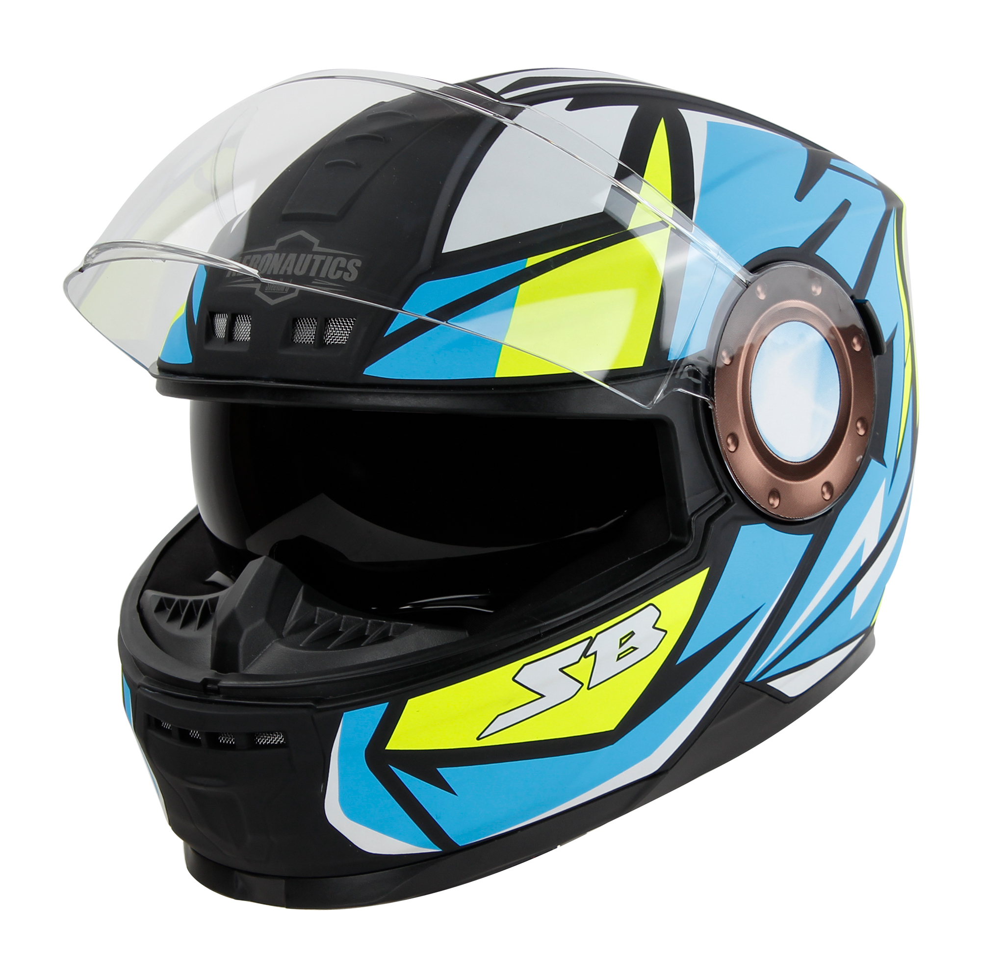 Steelbird SBH-40 Decode ISI Certified Full Face Graphic Helmet For Men And Women With Inner Sun Shield (Glossy Black Neon)