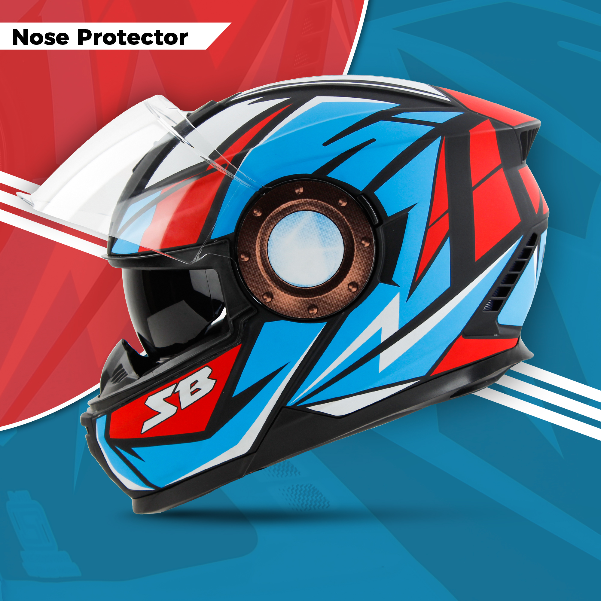 Steelbird SBH-40 Decode ISI Certified Full Face Graphic Helmet For Men And Women With Inner Sun Shield (Matt Black Red)