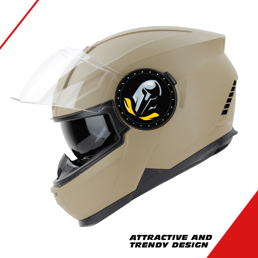 Steelbird SBH-40 ISI Certified Full Face Helmet For Men And Women With Inner Smoke Sun Shield (Matt Desert Storm)