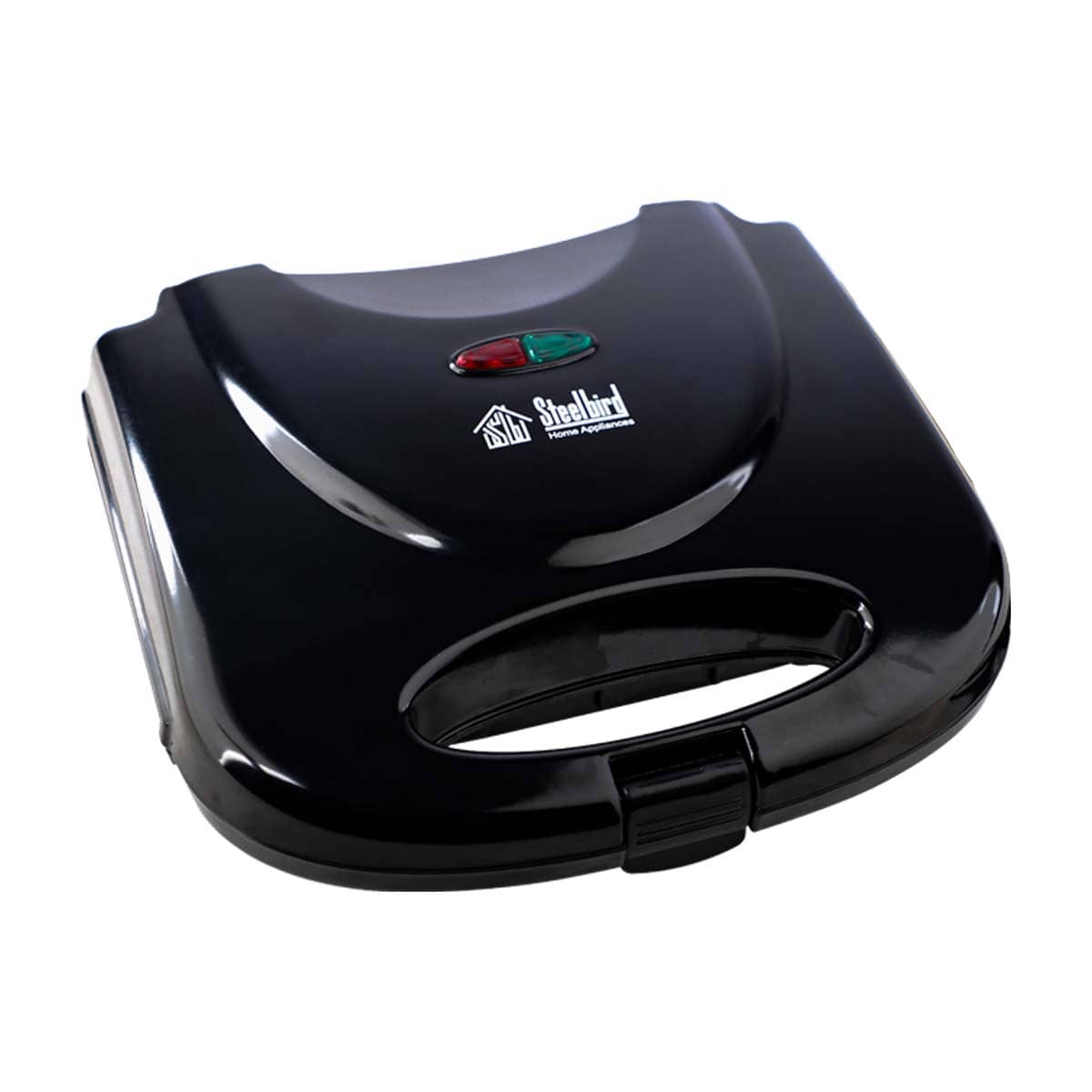 Steelbird Cyborg Toster Grill 750 Watt Grill Sandwich Maker With Non-Stick Coated Plates For Easy-to-Clean And Buckle Clips Lock (Black)