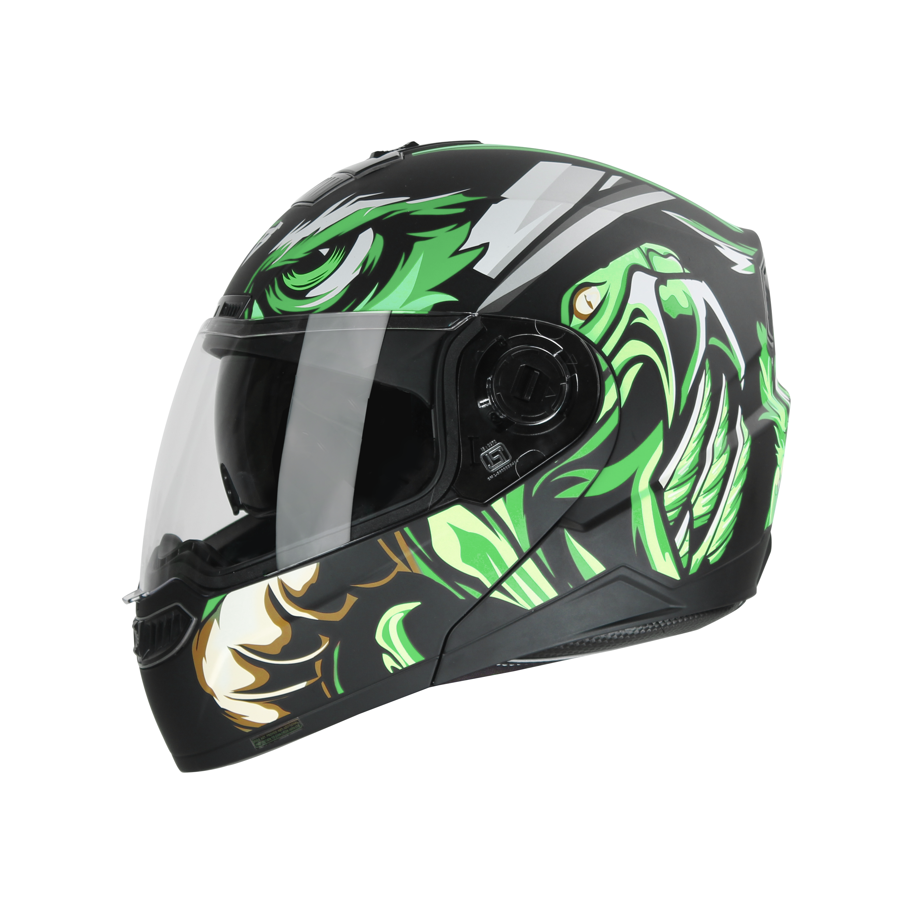 SBA-7 OWL FLIP UP GLOSSY BLACK WITH GREEN - ISS