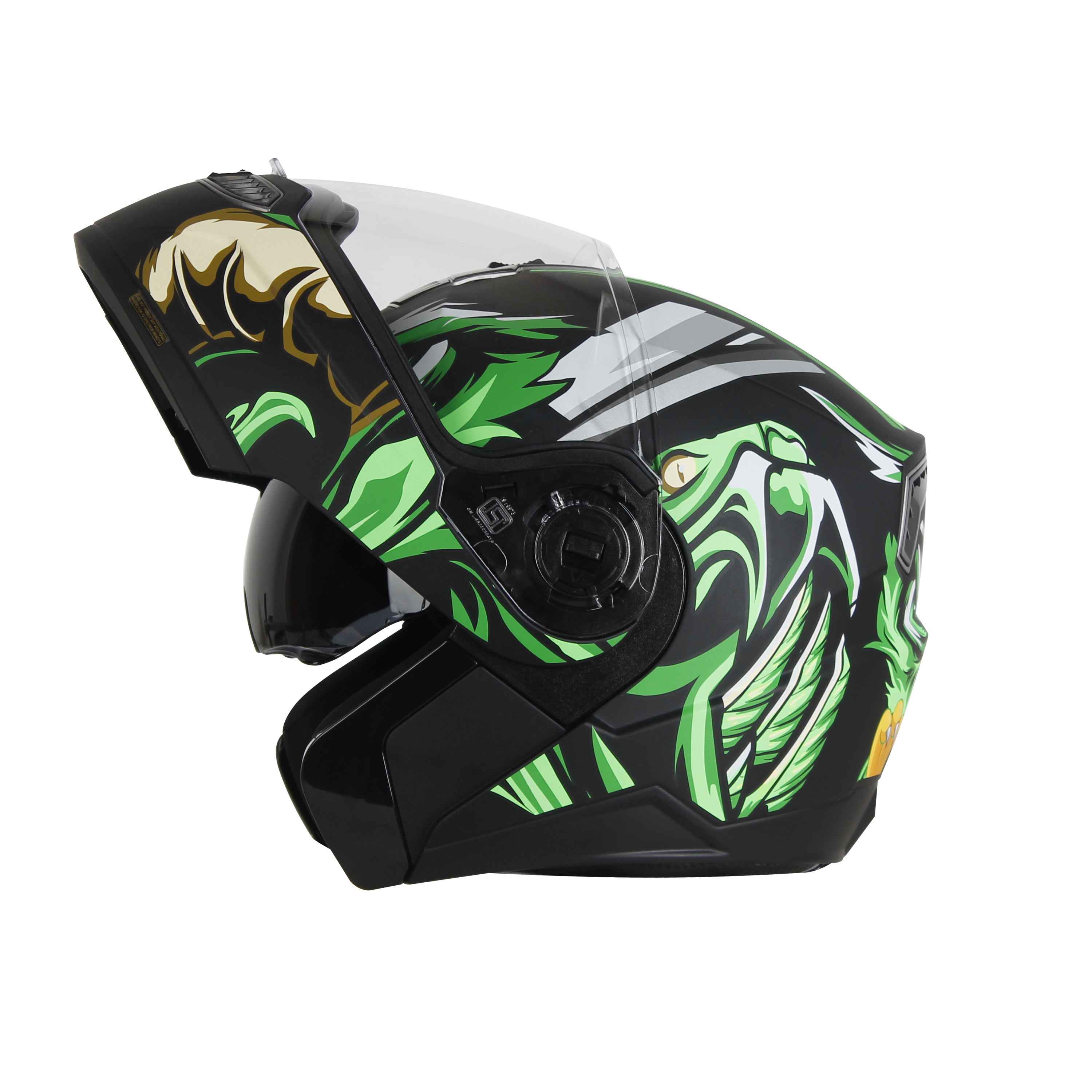 SBA-7 OWL FLIP UP GLOSSY BLACK WITH GREEN - ISS