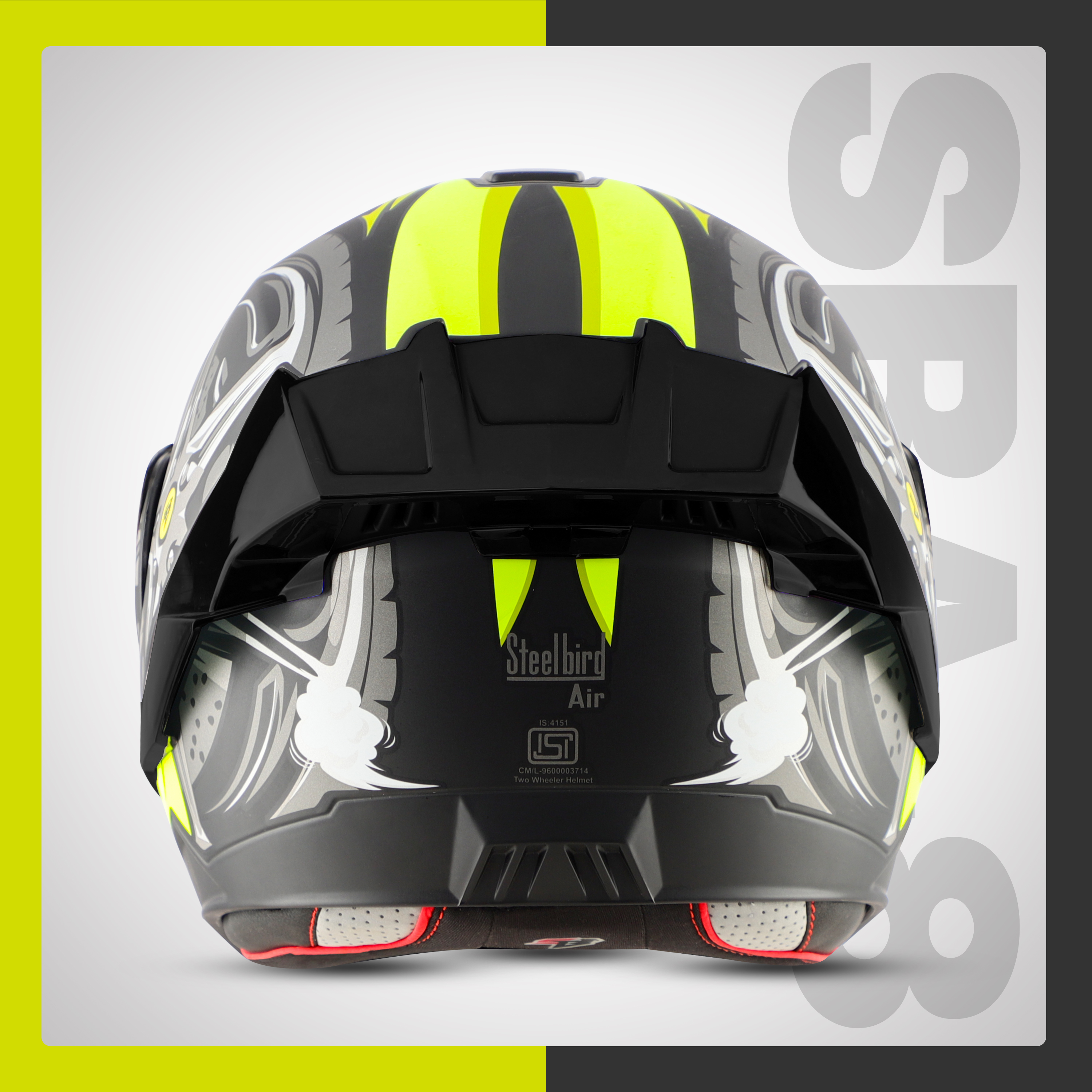 Steelbird SBA-8 Crazy Wheel ISI Certified Flip-Up Helmet For Men And Women With Inner Smoke Sun Shield (Matt Black Neon)