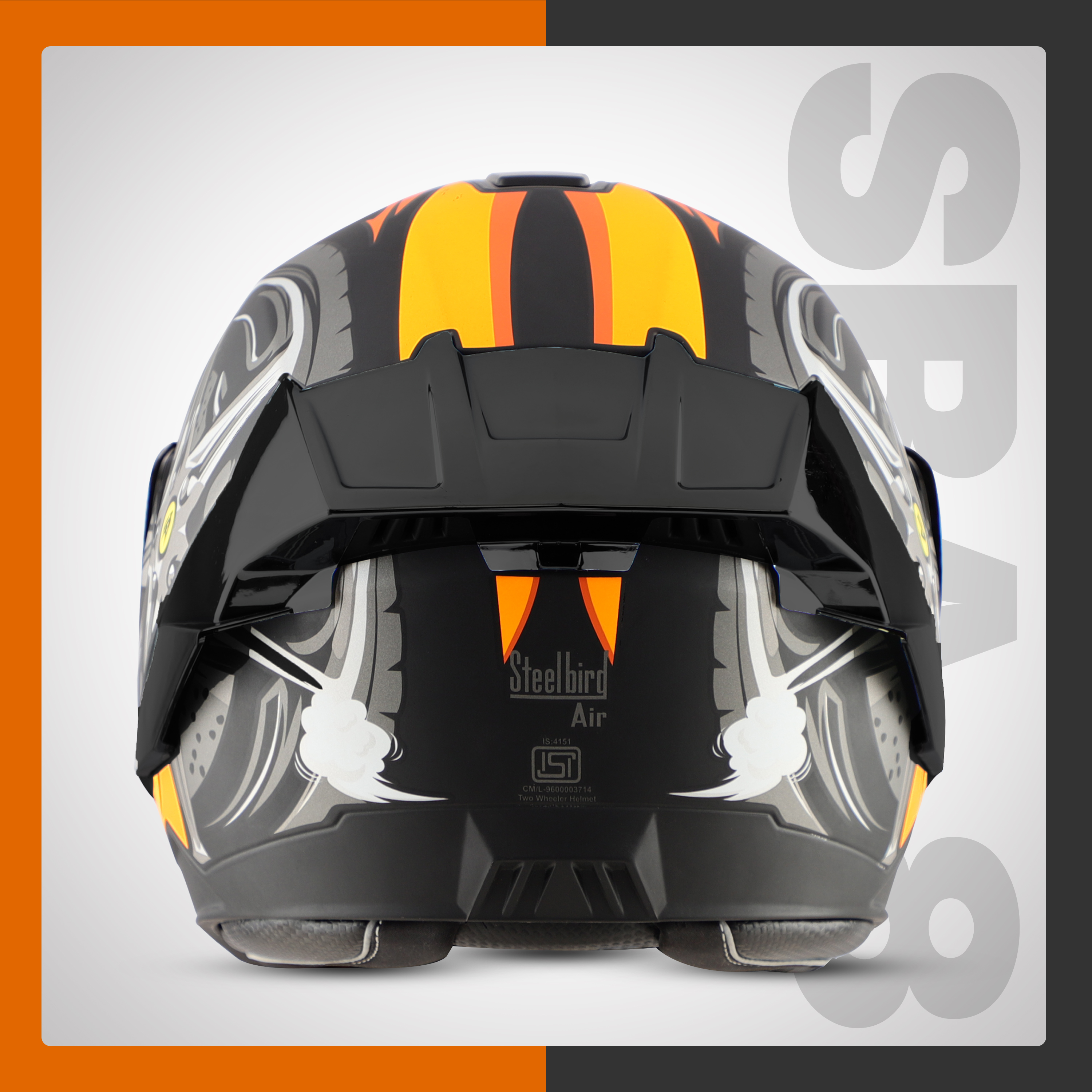 Steelbird SBA-8 Crazy Wheel ISI Certified Flip-Up Helmet For Men And Women (Matt Black Orange With Smoke Visor)