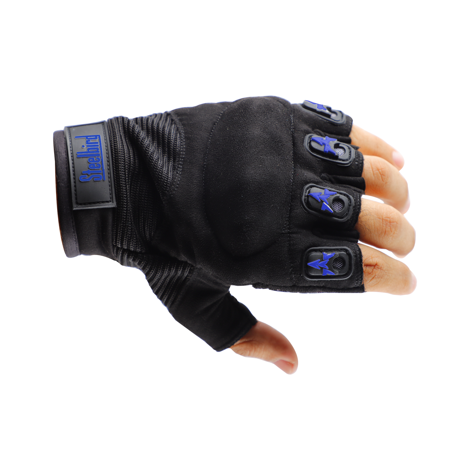 Riding Gloves-Half Fingers- Blue