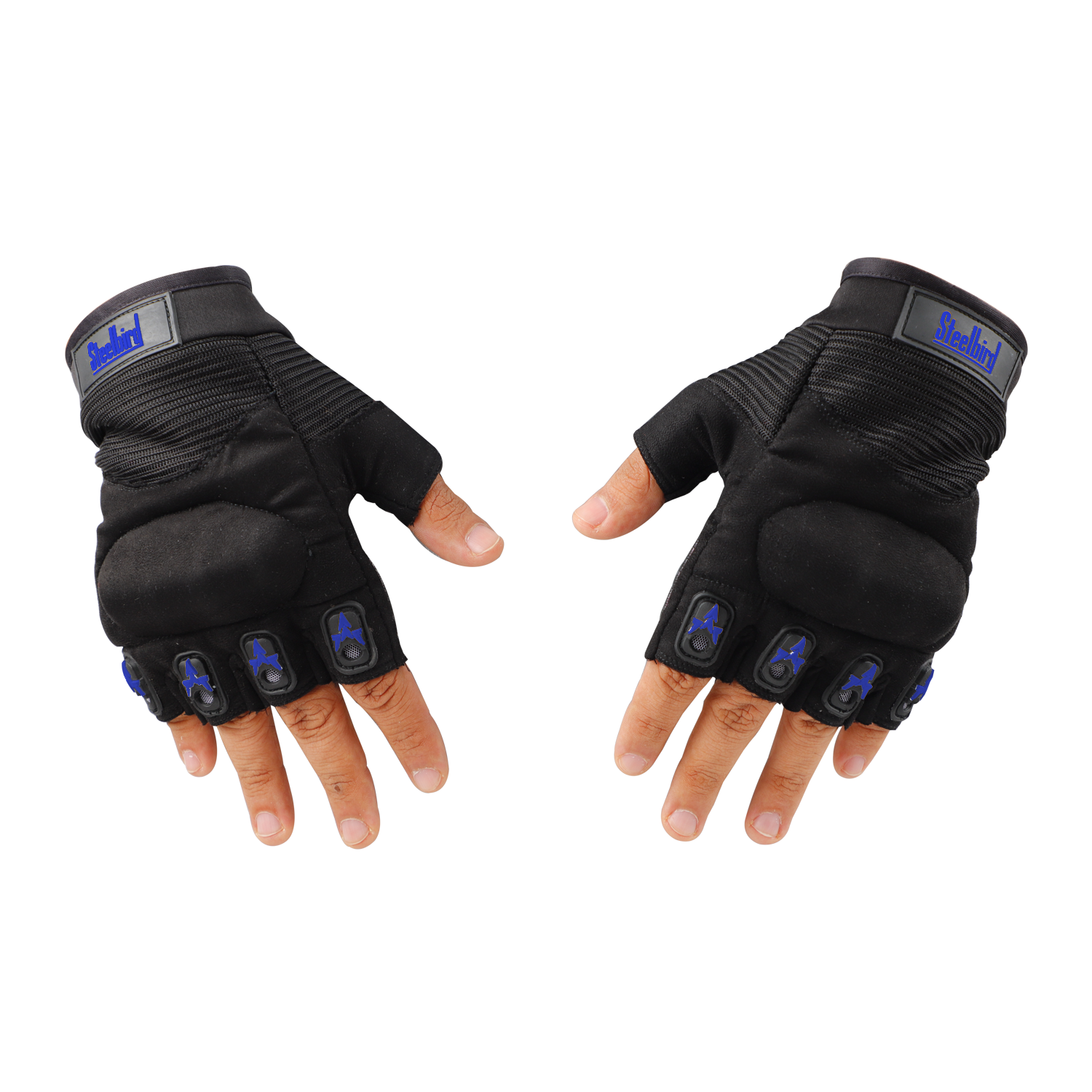 Riding Gloves-Half Fingers- Blue