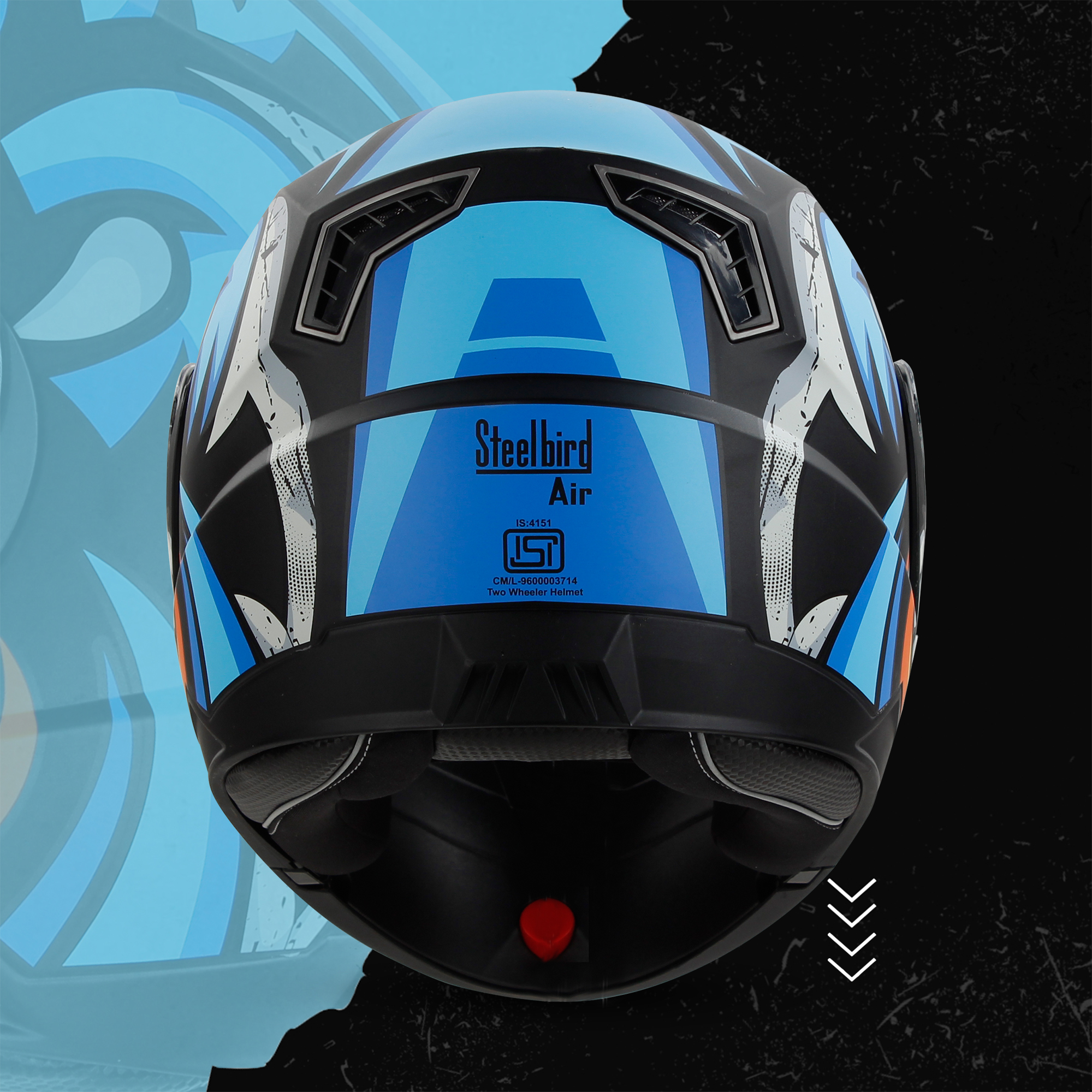 Steelbird SBA-7 Angry Bird ISI Certified Flip-Up Helmet For Men And Women With Inner Smoke Sun Shield (Glossy Black Blue)
